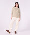 Marini&egrave;re femme en coton manches longues beige/blanc
