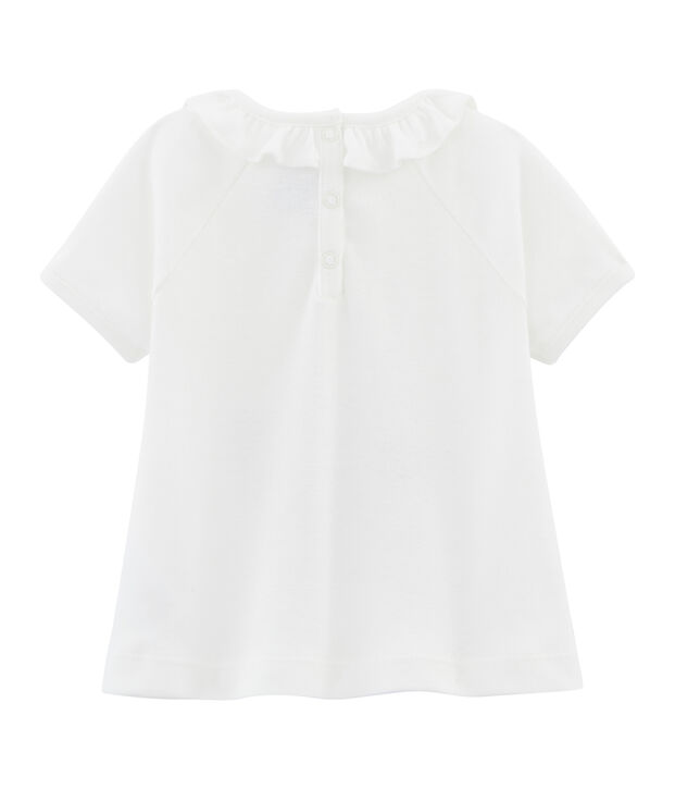 Tee-shirt uni b&eacute;b&eacute; fille blanc/multicouleur