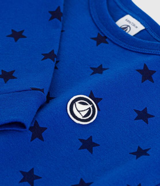 Tee-shirt enfant manches longues en coton imprimé bleu OLYMPIC+SOIR