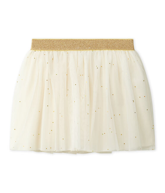 Jupe fille en tulle étoilé beige COQUILLE/jaune DORE