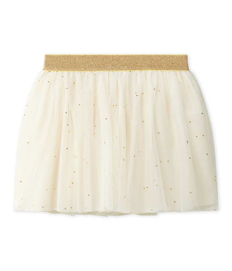 Jupe fille en tulle &eacute;toil&eacute; beige COQUILLE/jaune DORE