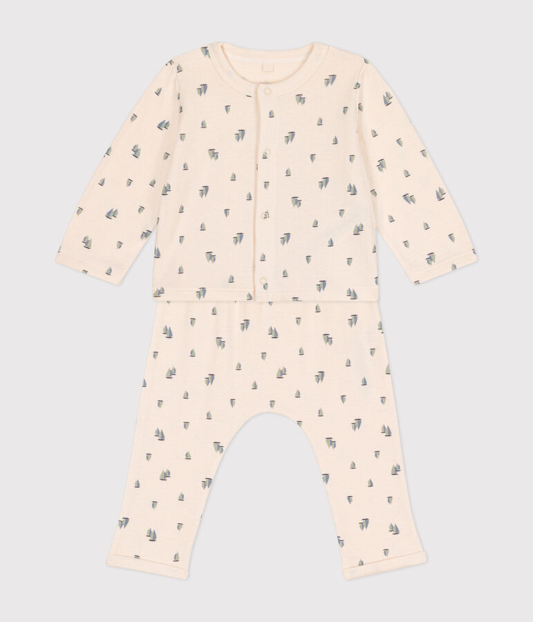 Ensemble 2 pi&egrave;ce en tubique b&eacute;b&eacute; &eacute;cru/multicouleur