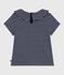 Tee-shirt enfant à manches courtes rayé bleu SMOKING/blanc MARSHMALLOW