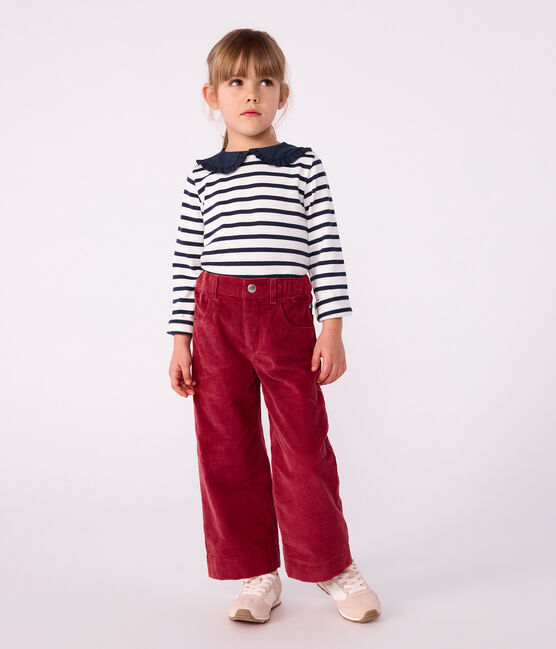 Marinière enfant en coton blanc MARSHMALLOW/bleu SMOKING