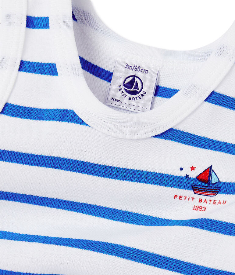 Combicourt b&eacute;b&eacute; gar&ccedil;on ray&eacute; blanc/bleu