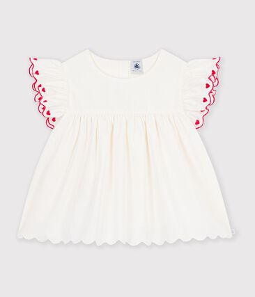 Blouse enfant en coton manches courtes unie