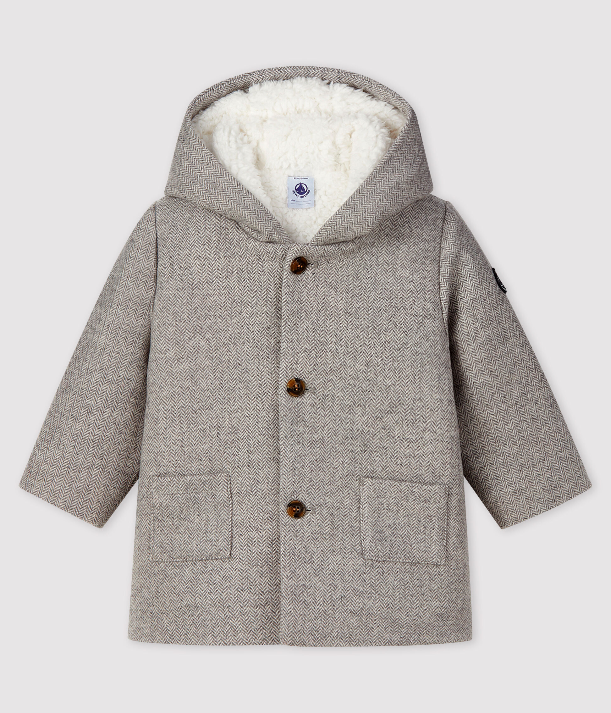 Manteau bébé garçon en laine GRIS CHINE | Petit Bateau