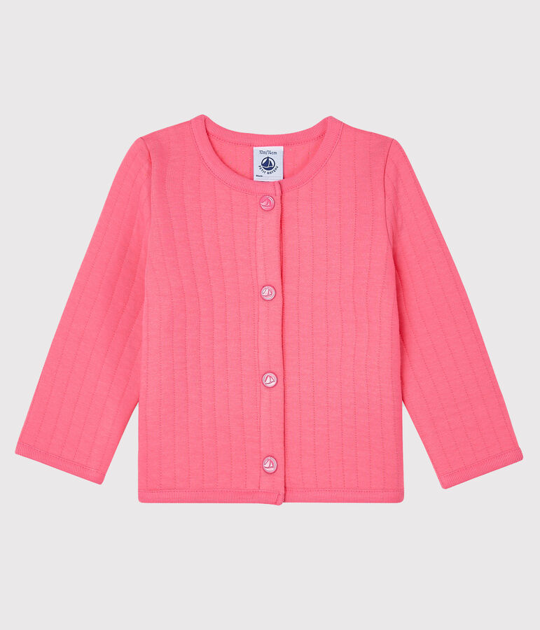 Cardigan b&eacute;b&eacute; fille - gar&ccedil;on en tubique matelass&eacute; rose