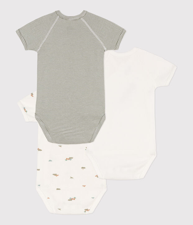 Lot de 3 bodies crois&eacute;s manches courtes imprim&eacute;s en coton multicouleur