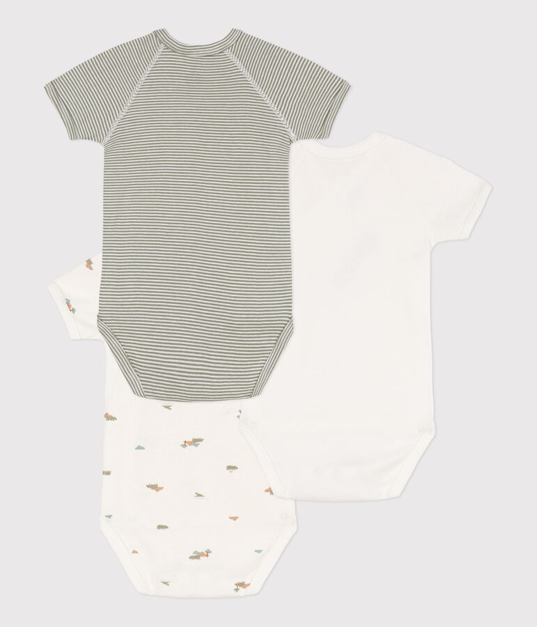 Lot de 3 bodies crois&eacute;s manches courtes imprim&eacute;s en coton variante 1