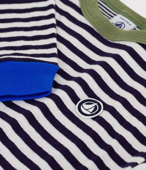 Tee-shirt enfant manches longues en coton à rayures bleu SOIR/ MILK