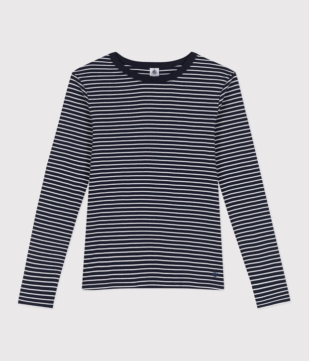 Tee-shirt Femme l'Iconique en coton ray&eacute; bleu/blanc