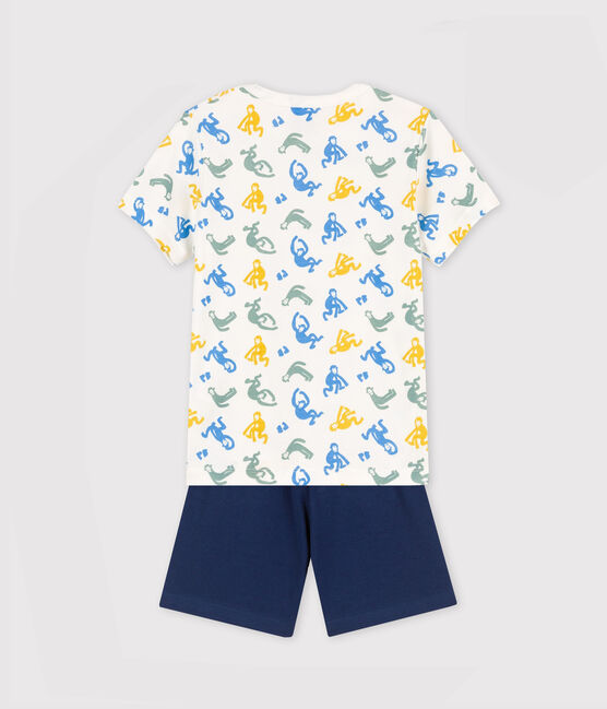 Pyjacourt singes petit garçon en coton blanc MARSHMALLOW/blanc MULTICO