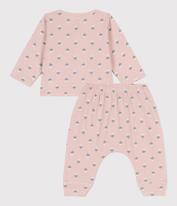 Ensemble imprim&eacute; en tubique b&eacute;b&eacute; rose/multicouleur