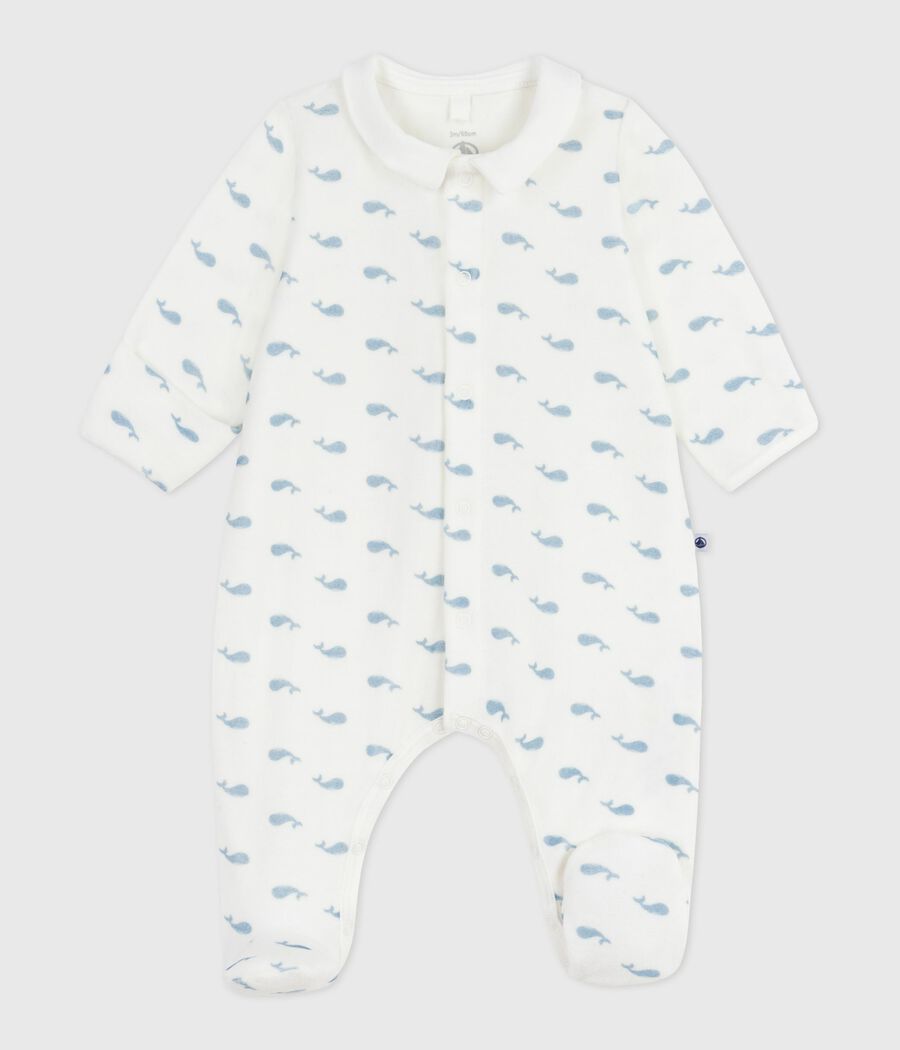 Pyjama bébé en velours à col imprimé baleines (Petit Bateau) - Couverture