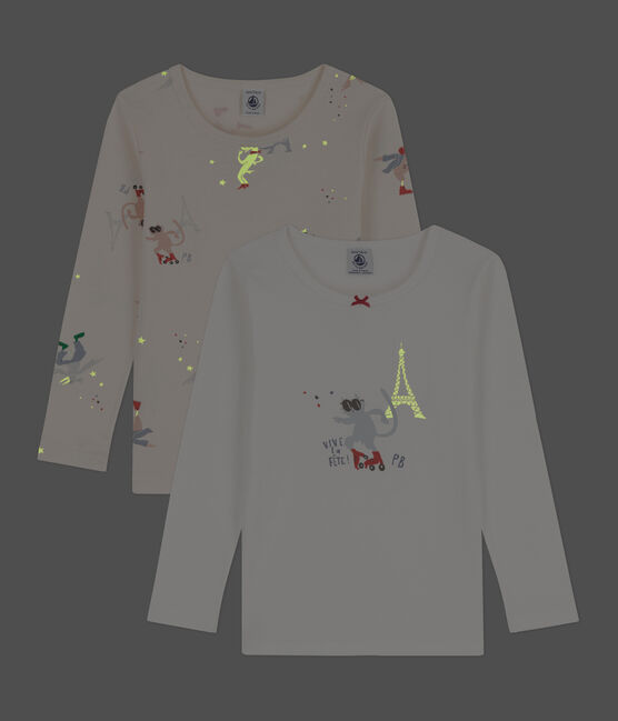 Lot de 2 tee shirts manches longues petite fille/petit garçon en coton variante 1