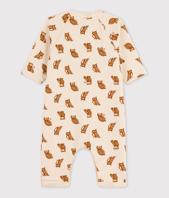 Combinaison longue imprimée hiboux bébé en coton blanc AVALANCHE/ ECUREUIL