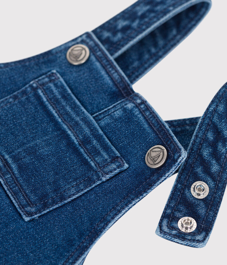Salopette b&eacute;b&eacute; en jean &eacute;lasthanne jambes longues bleu DENIM MOYEN