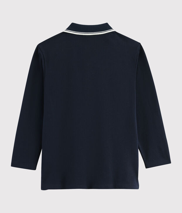 Polo manches longues enfant gar&ccedil;on bleu marine