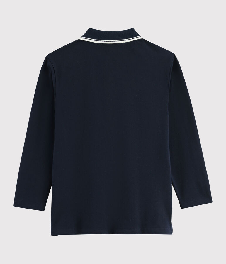 Polo manches longues enfant gar&ccedil;on bleu