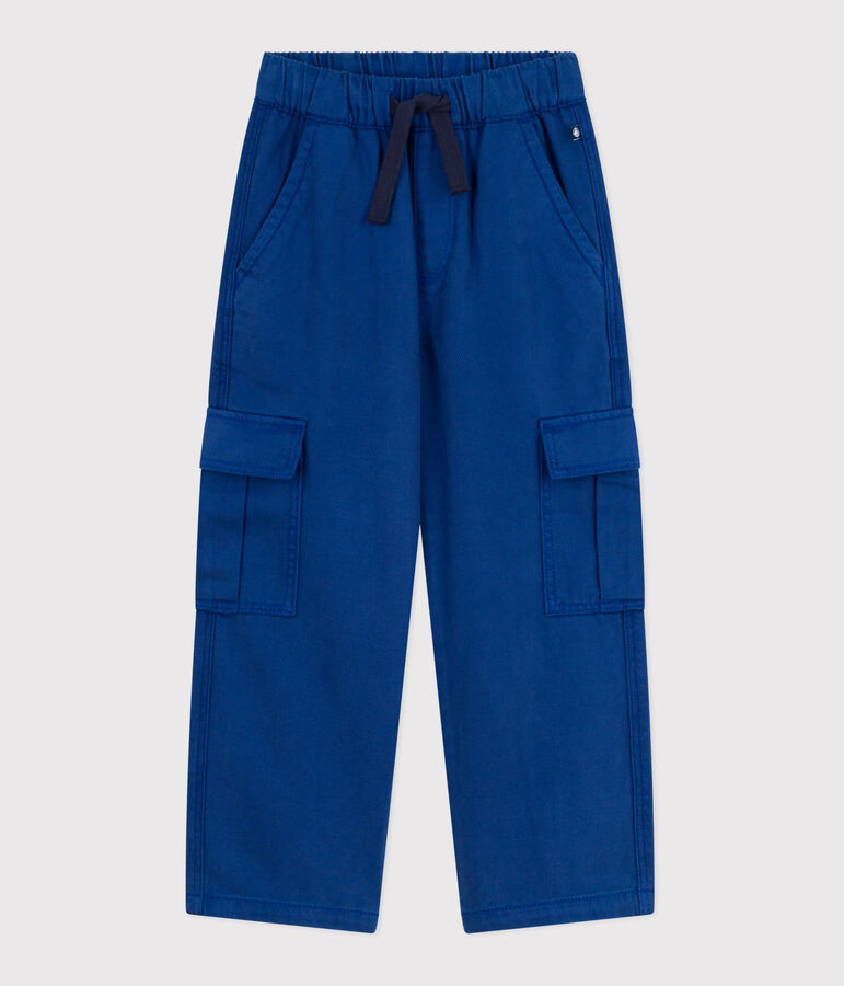 Pantalon cargo enfant en lyocell uni bleu INCOGNITO