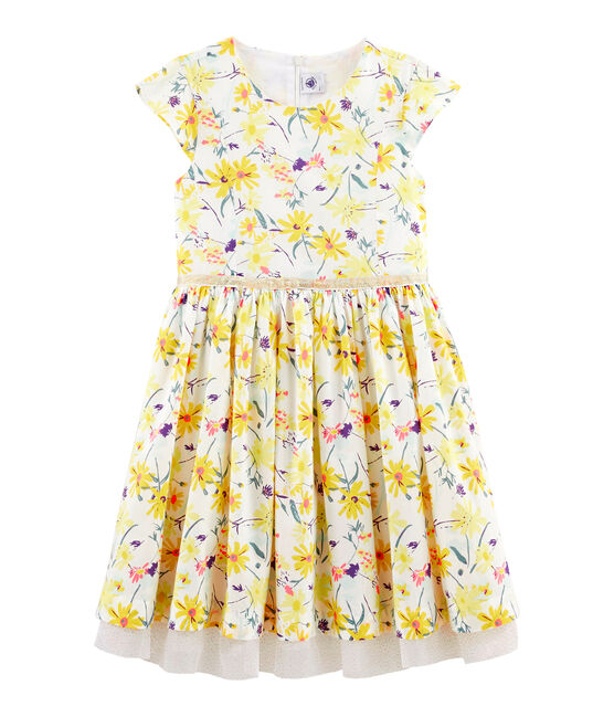 Robe manches courtes enfant fille blanc MARSHMALLOW/blanc MULTICO