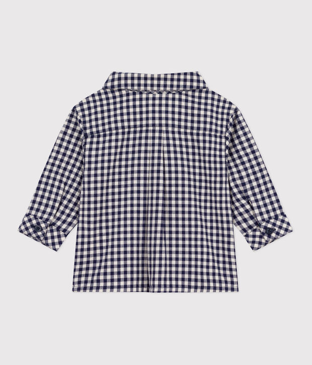 Chemise b&eacute;b&eacute; en flanelle &agrave; carreaux bleu/&eacute;cru