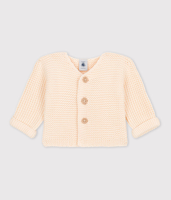 Cardigan bébé tricot point mousse en coton écru AVALANCHE