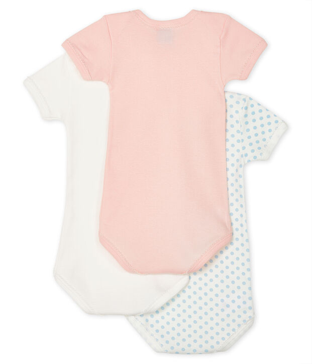Trio de bodies manches courtes b&eacute;b&eacute; fille multicouleur