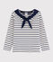 Tee-shirt manches longues en jersey enfant fille blanc MARSHMALLOW/bleu SMOKING