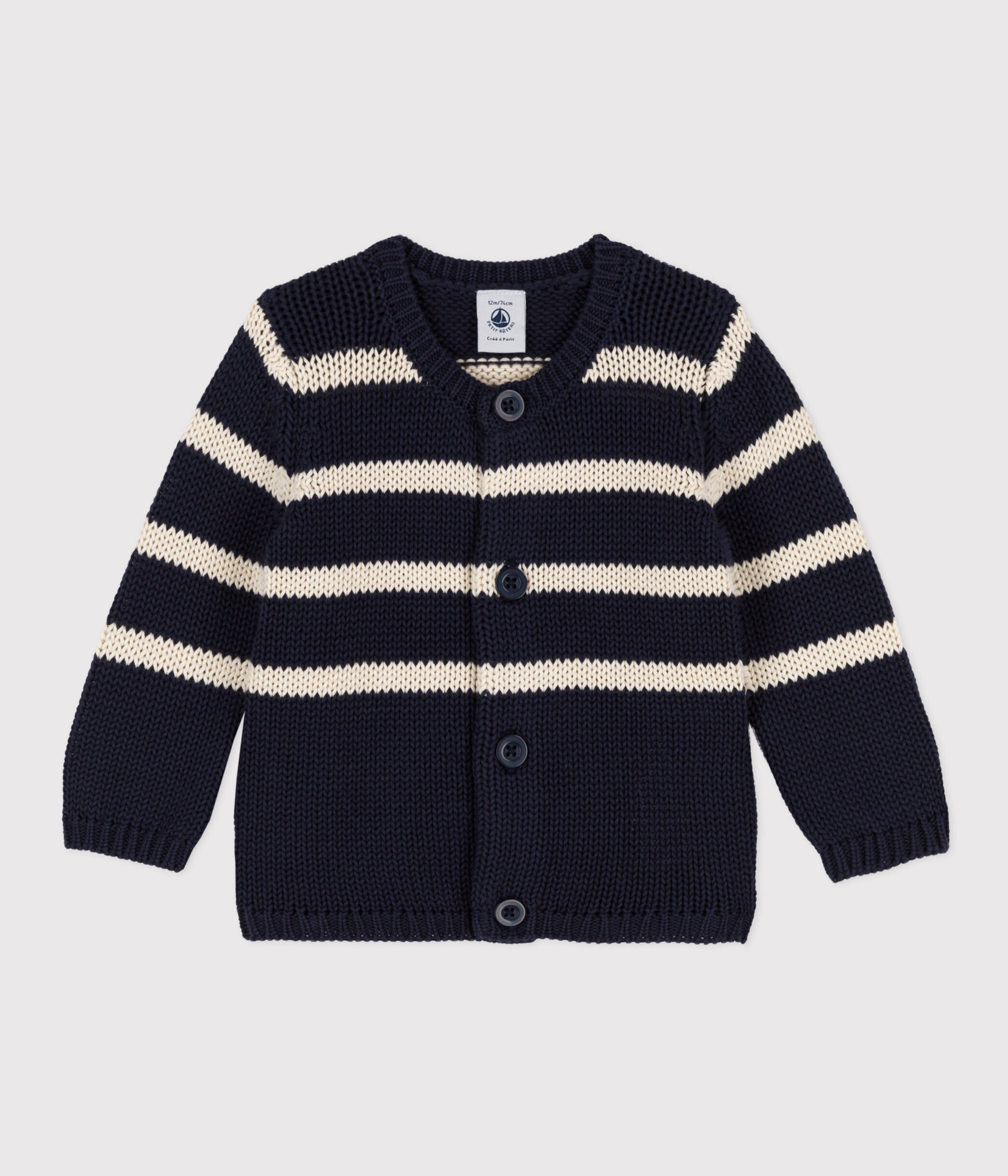 Cardigan Bébé Garçon Bleu Tricot Torsadé - 100% Acrylique Lavable Machine - Tailles 0-18 Mois