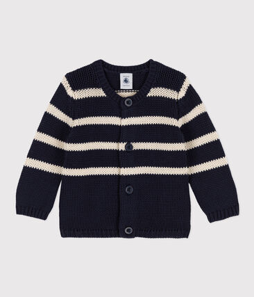 PETIT BATEAU - Cardigan bébé en tricot de coton rayé