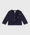 Cardigan b&eacute;b&eacute; en coton uni et badge c&oelig;ur bleu marine