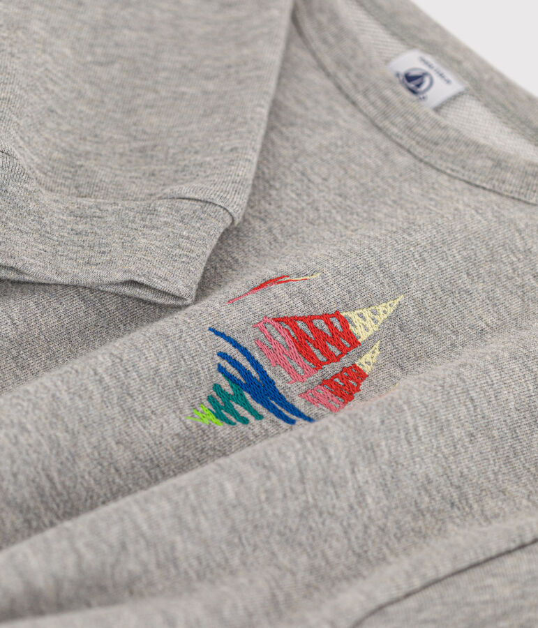 Robe manches longues en molleton bross&eacute; enfant fille gris CHATON CHINE