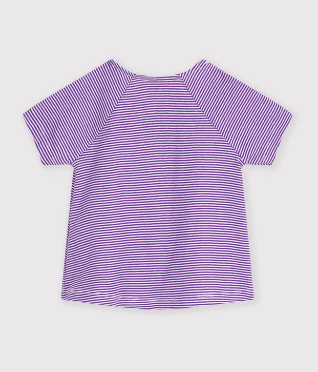 Tee shirt manches courtes b&eacute;b&eacute; fille violet/blanc