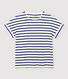 T-shirt en coton/lin rayé Femme