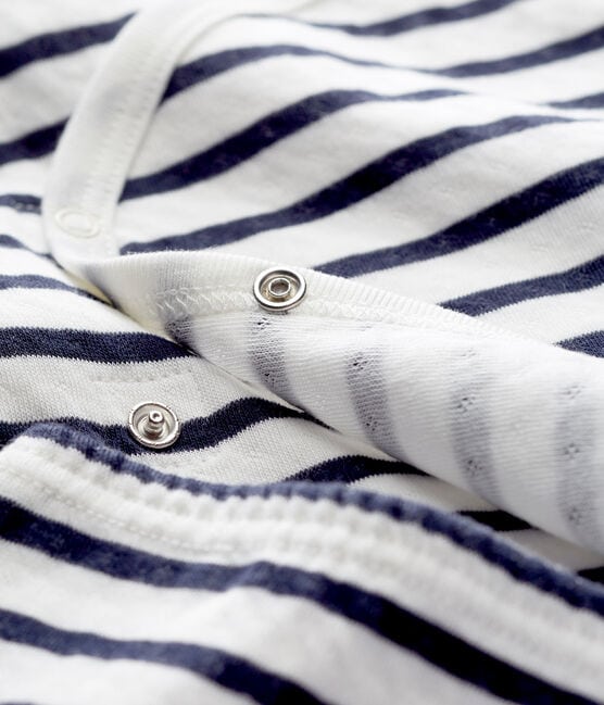 Pyjama bébé mixte en tubique blanc MARSHMALLOW/bleu SMOKING