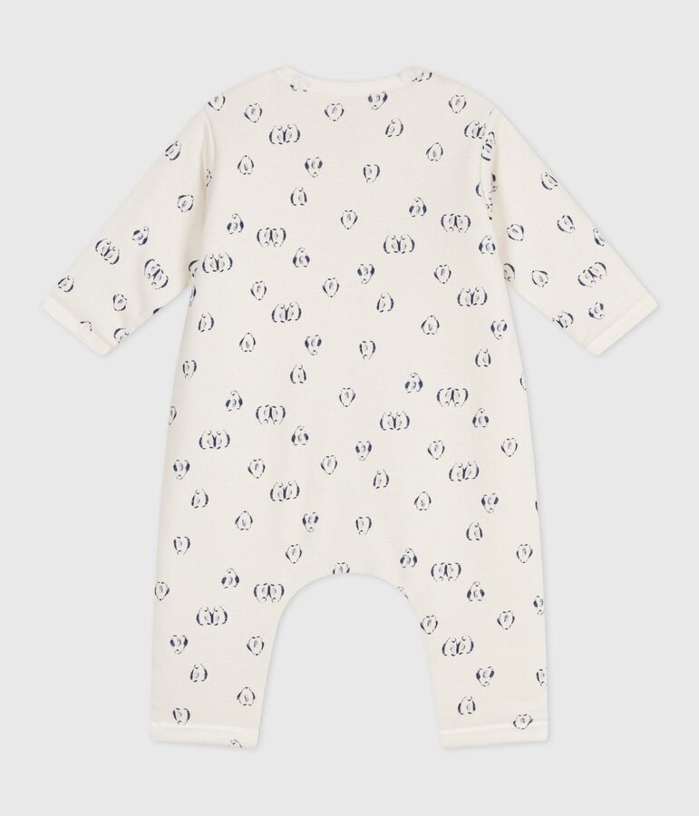 Combinaison ouatin&eacute;e b&eacute;b&eacute; en coton, imprim&eacute; pingouins bleu MILK/ SOIR