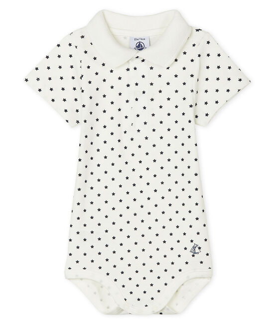 Body col polo imprimé bébé garçon blanc MARSHMALLOW/bleu SMOKING