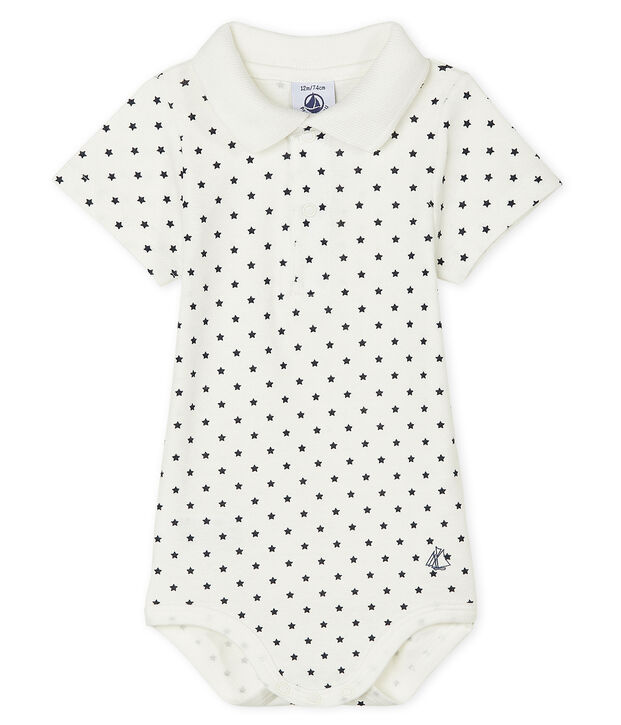Body col polo imprim&eacute; b&eacute;b&eacute; gar&ccedil;on blanc/bleu