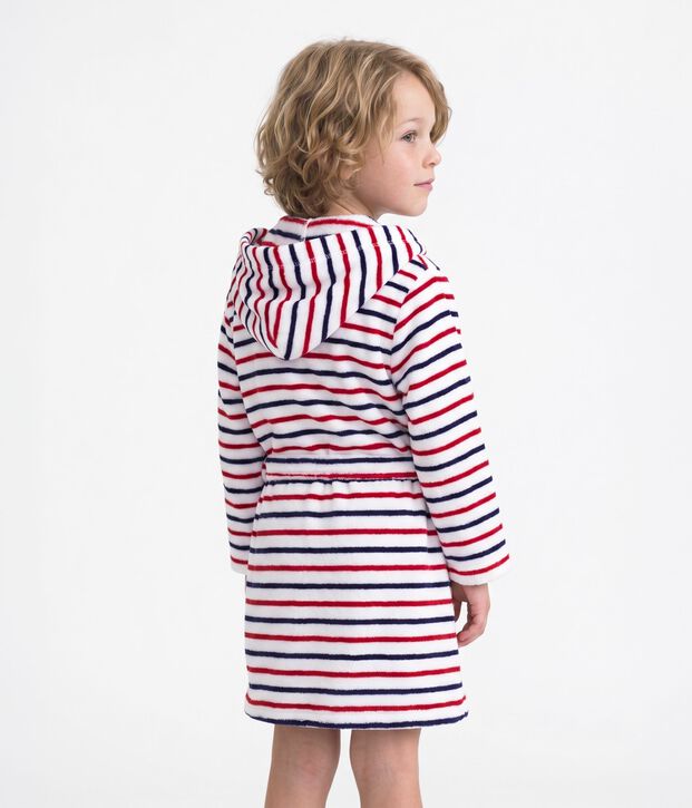 Peignoir enfant en coton &eacute;ponge &agrave; rayures blanc/multicouleur