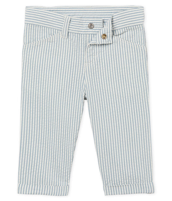 Pantalon bébé garçon rayé bleu FONTAINE/blanc MARSHMALLOW