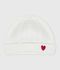 Bonnet naissance mixte en coton tricot&eacute; blanc