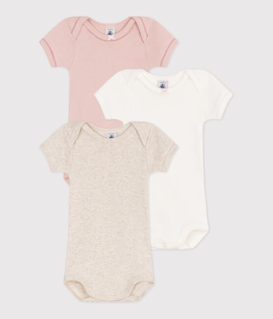 Lot de 3 bodies manches courtes en coton uni bébé variante 1