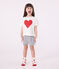 Pyjama short enfant en coton imprimé cœur blanc MARSHMALLOW/bleu SMOKING