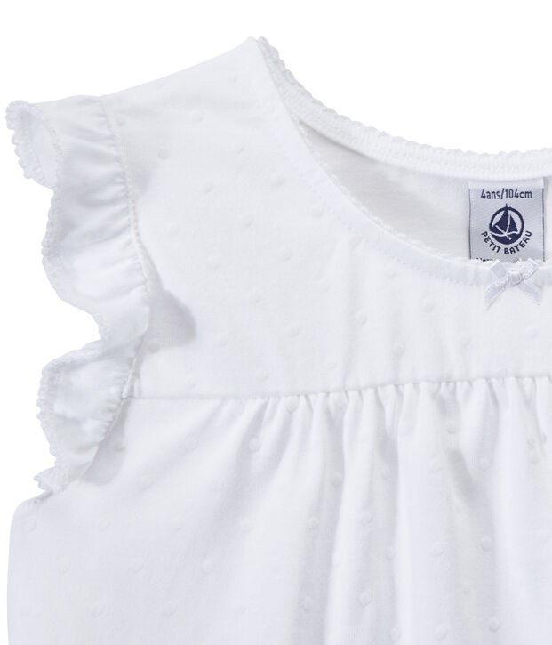 Pyjacourt fille en coton fin blanc