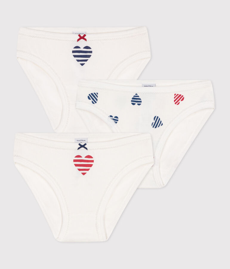 Lot de 3 culottes enfant en coton imprim&eacute; c&oelig;urs variante 1