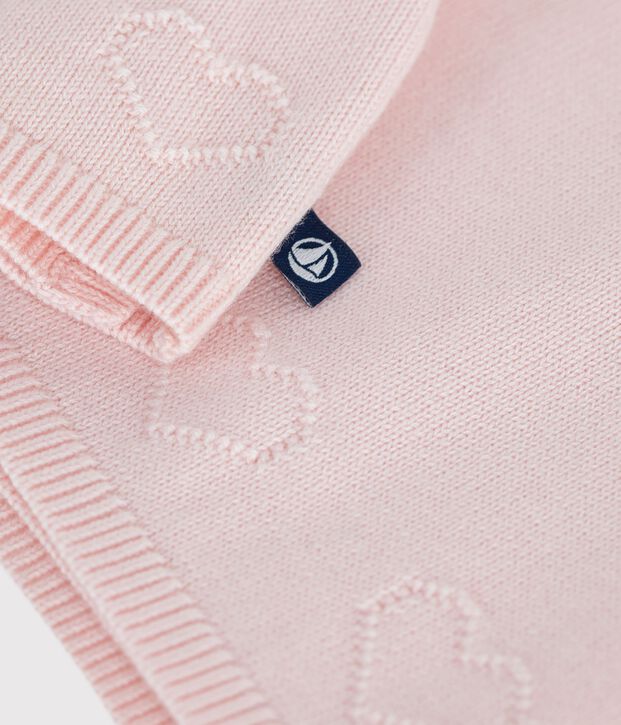 Brassi&egrave;re b&eacute;b&eacute; cache-c&oelig;ur en tricot laine et coton ajour&eacute; rose clair