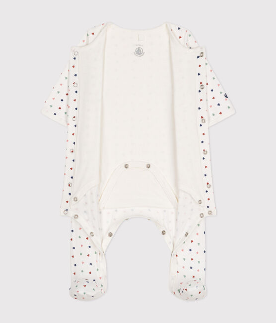 Bodyjama imprimés mini cœurs en tubique bébé blanc MARSHMALLOW/blanc MULTICO
