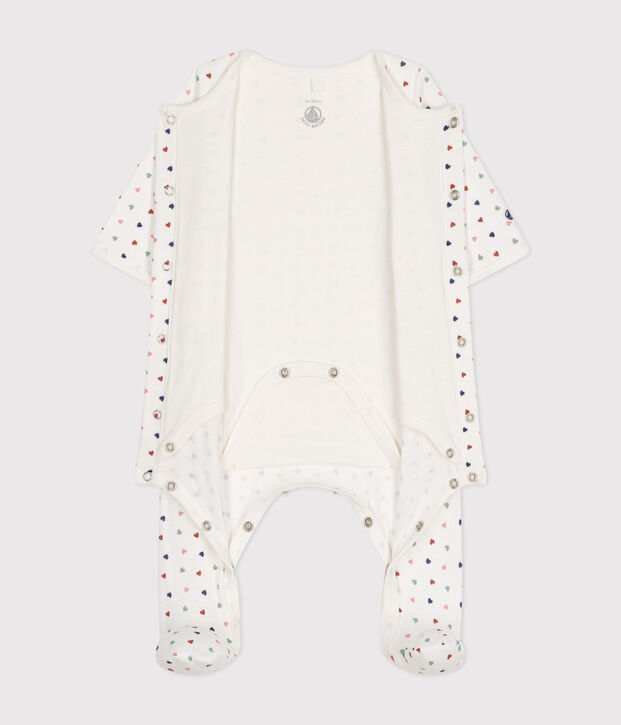Bodyjama imprim&eacute;s mini c&oelig;urs en tubique b&eacute;b&eacute; blanc/multicouleur